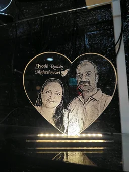 Photo Engraved Heart Shape Clear Acrylic With LED Base
