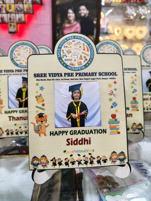 Personalized Pre-School Graduation MDF Photo Frame – Sree Vidya Pre-Primary School Theme - 100 Qty