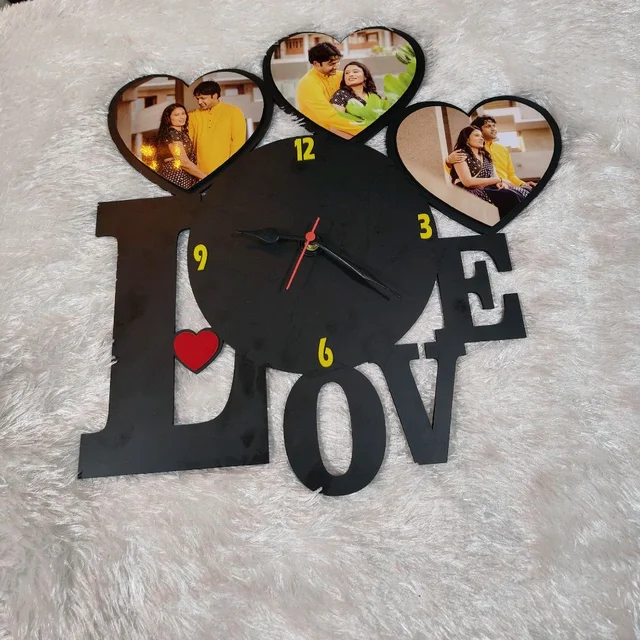 Love - Personalised MDF Wall Collage Frame With Clock