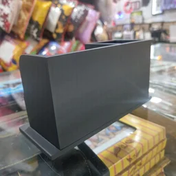 Black & Gold Desktop Pen Stand With Clock - 2 Pockets