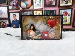 A4 size Girl with Golden Zari Cloth – Miniature LED Photo Frame | Birthday & Special Occasion Gift
