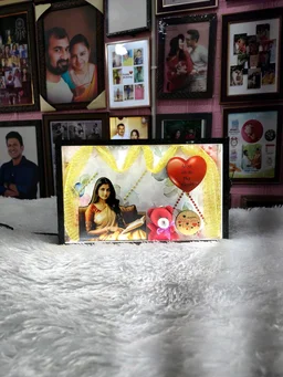 A4 size Girl with Golden Zari Cloth – Miniature LED Photo Frame | Birthday & Special Occasion Gift
