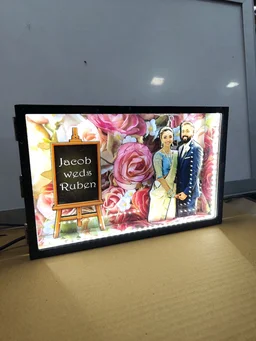 A4 size Couple Floral Background Miniature LED Photo Frame | Wedding, Anniversary & Romantic Couple Gift