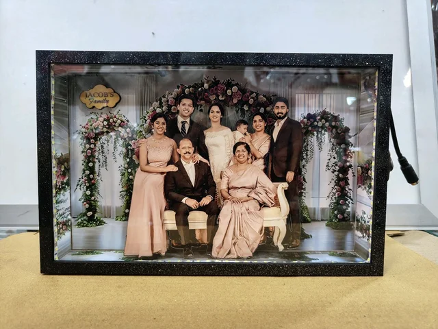 A4 size Family in Formal Attire – Miniature LED Photo Frame | Family Birthday & Anniversary Gift