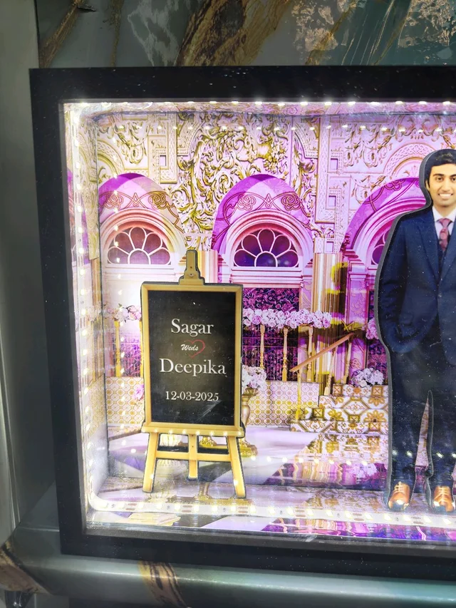 A4 size Couple Palace Wedding Miniature LED Photo Frame | Wedding, Anniversary & Couple Gift