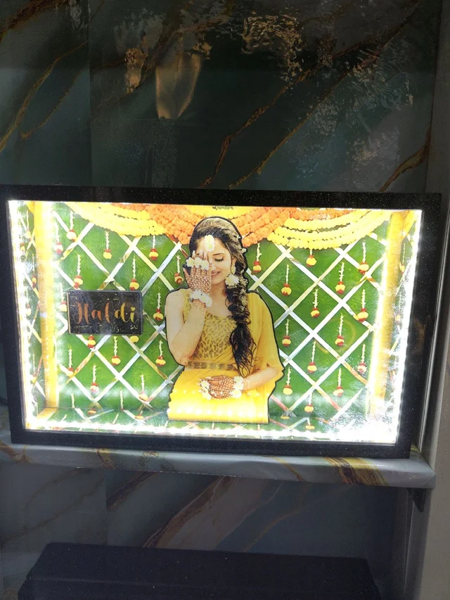 A4 size Haldi Ceremony Miniature LED Photo Frame | Bridal Haldi, Wedding & Bride-to-Be Gift