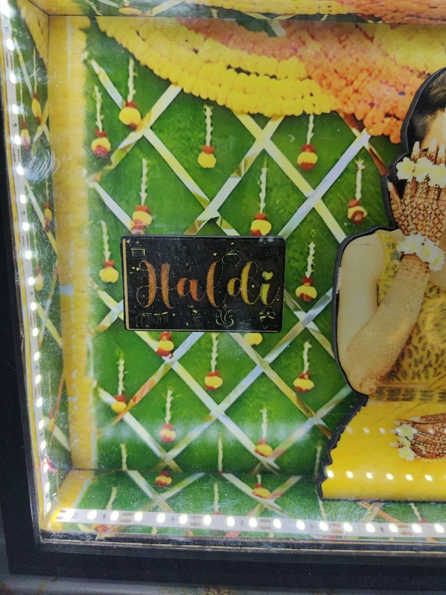 A4 size Haldi Ceremony Miniature LED Photo Frame | Bridal Haldi, Wedding & Bride-to-Be Gift