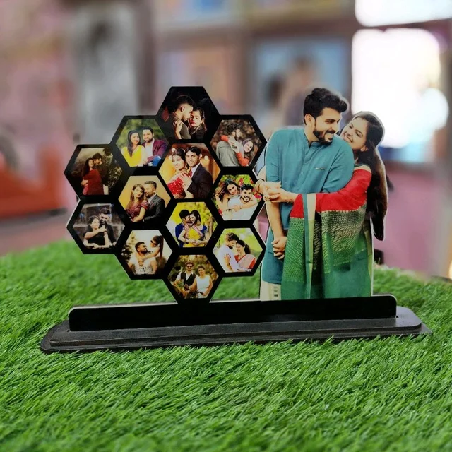 Hexa Collage with Side Standing Pic - Customized Cutout Frame