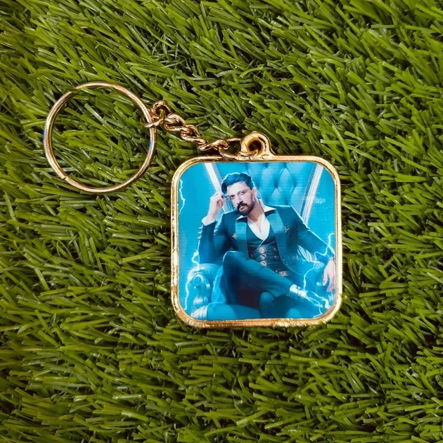 Gold Metal Coated Keychain - Square Shape - Regular Price