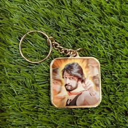 Gold Metal Coated Keychain - Square Shape - Regular Price
