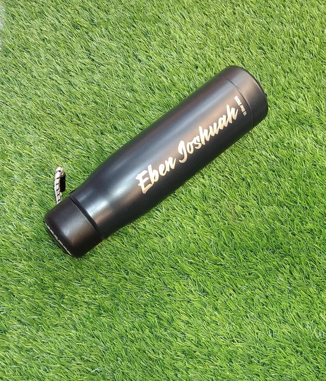 Engraved Hot & Cold Sport Bottle - Black Colour