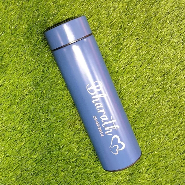 Engraved Temperature Bottle - Blue Colour