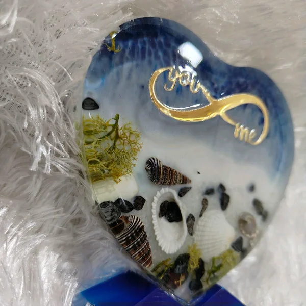 Sea Theme Small Heart Table Showpiece-Resin Art Frame