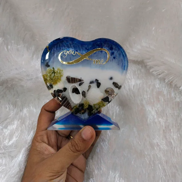 Sea Theme Small Heart Table Showpiece-Resin Art Frame