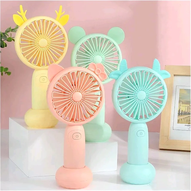 Desk Fan Cooling Fan Charging Fans Mini Desktop Handheld Adjustable 2 Speed Fawn Electric Fan Light Quiet Travel Outdoor Cooling Fans Portable Table Fan for Home Office