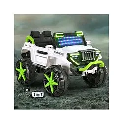 Hot Garage BD0 1200 Jeep .Two-Seater Ride on Jeep on with Light & Sound White| Openable Wing Doors| Wide Comfortable Seat| Pre-loaded Music with USB & AUX| Easy to Assemble| Easy to Operate| Forward & Reverse Drive| Rechargeable Battery