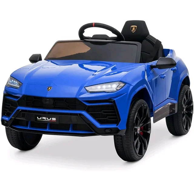 Hot Garage Ride On Car 12V Lamborghini Urus Kids Electric Vehicle Toy w/Parent Remote Control, Horn, Radio, Port, AUX, Spring Suspension, Opening Door, LED Light - Blue

