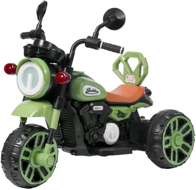 BOBBER EV S500 Battery Operated Tricycle Bike for Kids | 3-Wheel Electric Ride-On Motorcycle with Music, LED Lights, 6V Rechargeable Battery & Foot Accelerator | Ages 2–5 Years, Color Green
