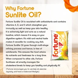 Fortune Sunlite Refined Sunflower Oil, 1L