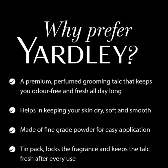 Yardley London Elegance Deodorizing Talc for Men, 100g
