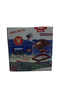 Single Betta House For Betta/Fighter Fish|ACRYLIC|With LED Light - 7.5 ML, Red