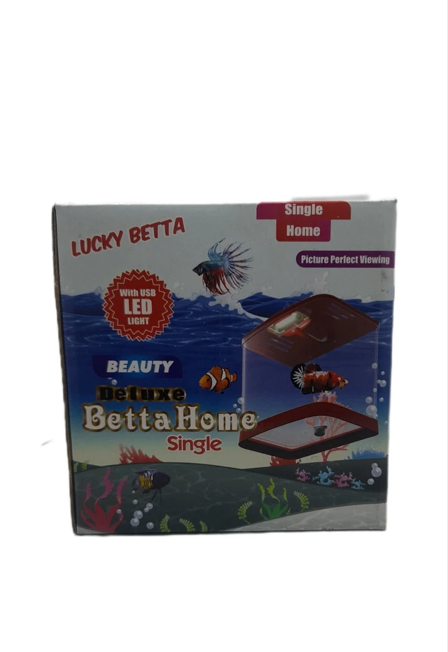 Single Betta House For Betta/Fighter Fish|ACRYLIC|With LED Light - 7.5 ML, Red