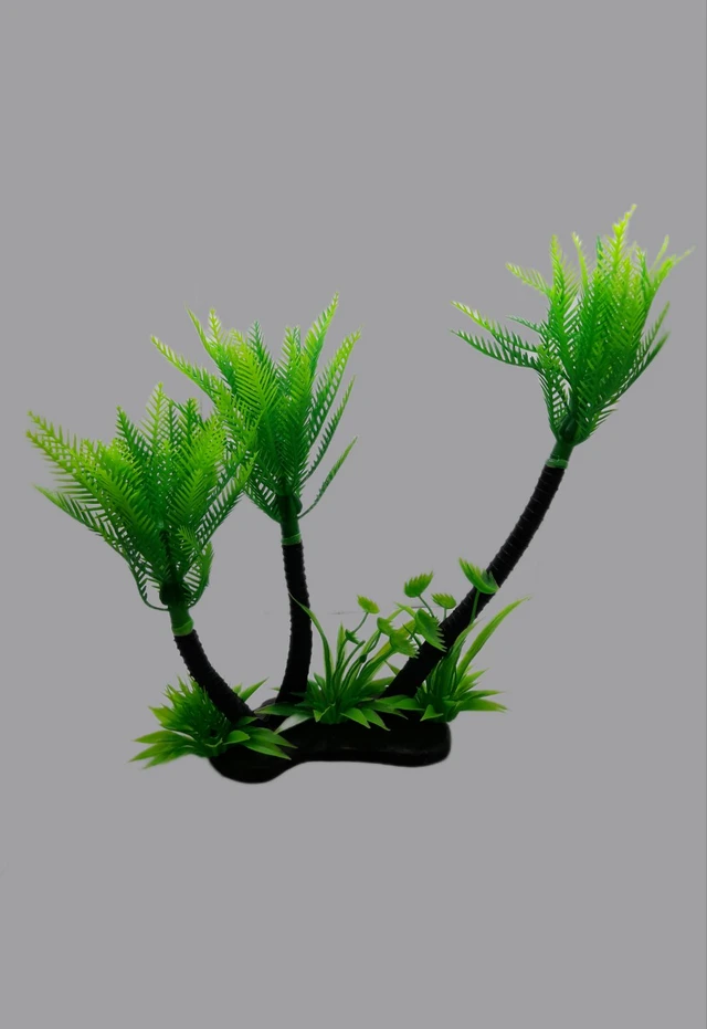 Artificial Coconut Tree | Aquarium And Home Decorative Item - Green, 12 Inch