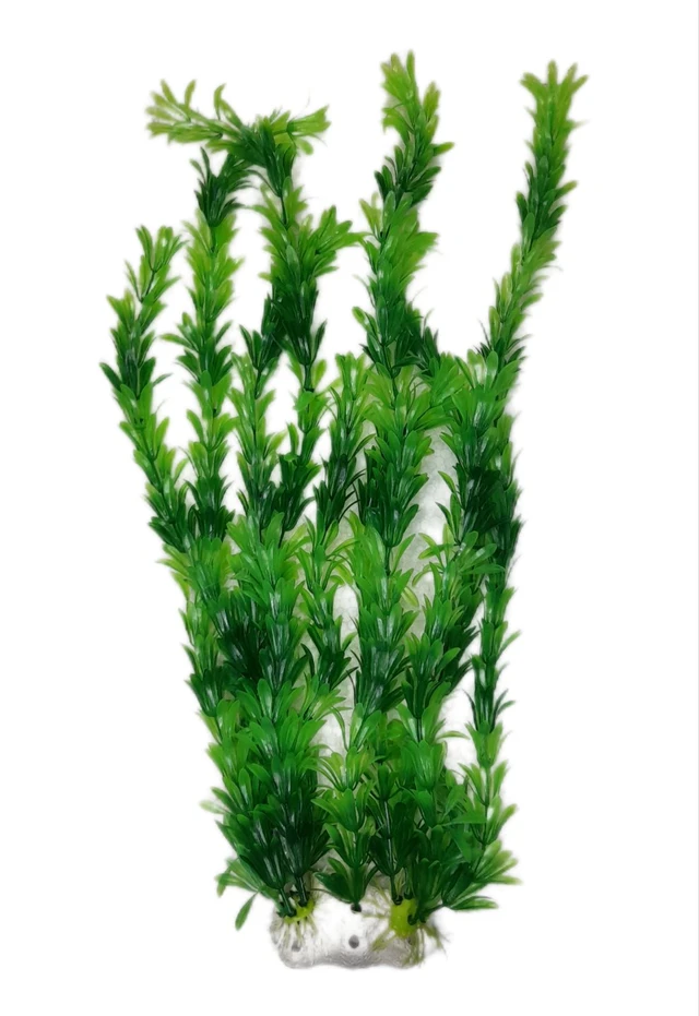 Artificial Plastic Made Plant Showpiece For Decorating Aquarium Beauty|Height: - Green, 18 Inch