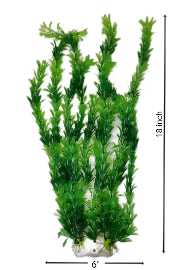 Artificial Plastic Made Plant Showpiece For Decorating Aquarium Beauty|Height: - Green, 18 Inch