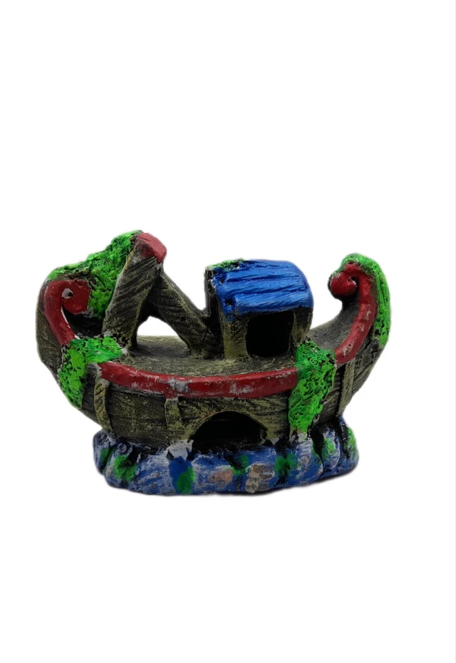 Old Sinking Boat Or Nao Or Ship Showpiece For Decorating Aquarium|Terracotta | 8 Inch - L:7"_H:4"_W:3.5"