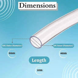 Silicon Transparent Pipe For Aquarium And Other Uses|Outer Diameter-5mm, Inner Diameter-4mm - 150 Feet