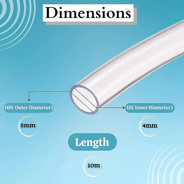 Silicon Transparent Pipe For Aquarium And Other Uses|Outer Diameter-5mm, Inner Diameter-4mm - 150 Feet