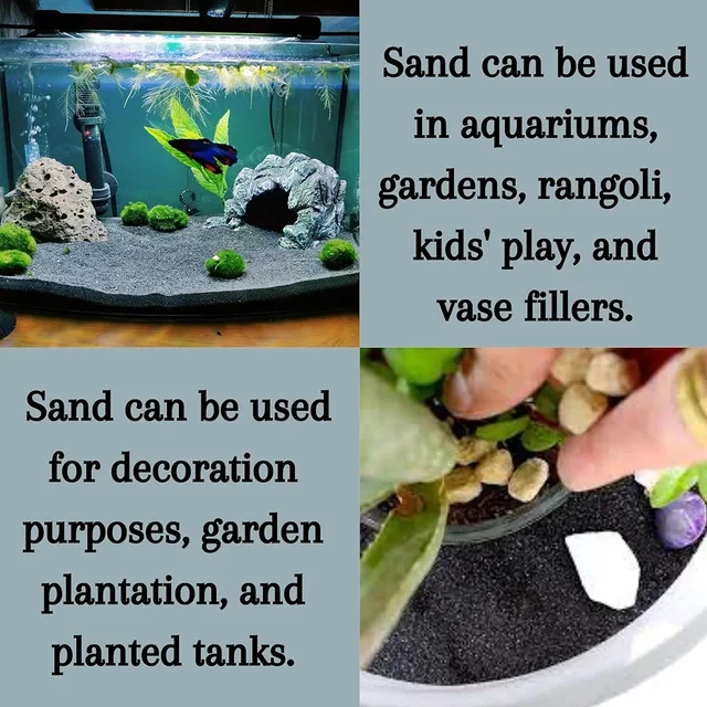 25 KG Black Color Sugar Size Sand For Decor Aquarium, Terrarium, Garden Pot etc. - 25 Kg, Black
