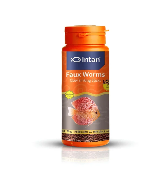 Intan Faux Worms โ High-Protein Slow Sinking Fish Food for Discus, Loaches, Tetras & Cichlids - 70 G