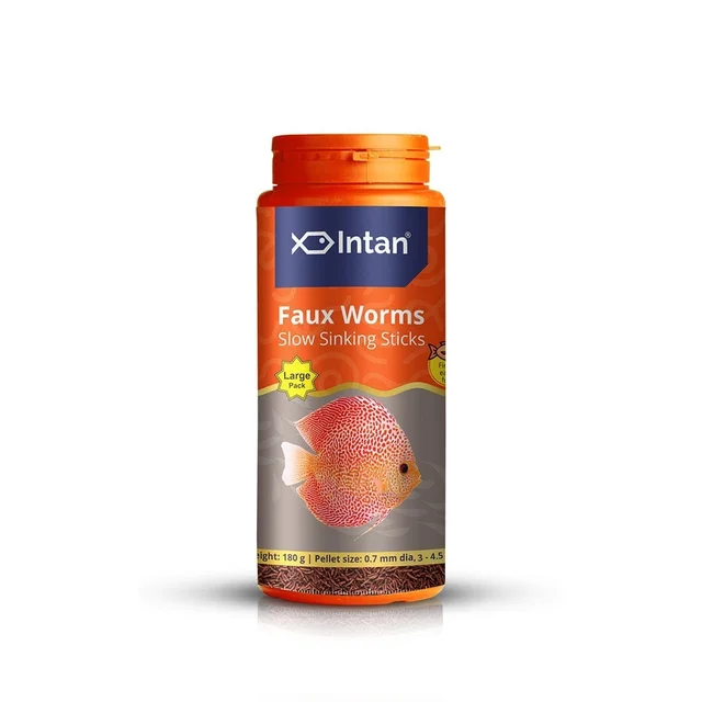 Intan Faux Worms โ High-Protein Slow Sinking Fish Food for Discus, Loaches, Tetras & Cichlids - 180 G
