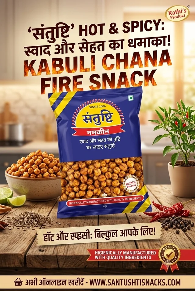 SANTUSHTI NAMKEEN KABULI CHANA, 250 gms, spicy flavour, made in groundnut oil - 250 gms