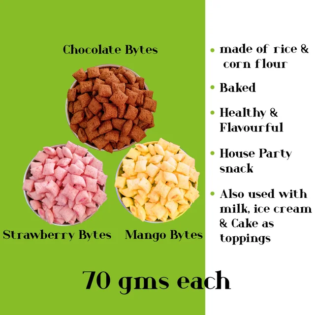 Santushti Namkeen Chocolate + Strawberry + Mango Bytes, 100 gms each, Rich and Flavourful taste - 210 gms