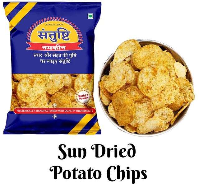 Santushti Namkeen Sun Dried Falhari Potato Chips, Simply Salted|200 gms|Crispy & Spicy | Made in Groundnut Oil - 200 gms