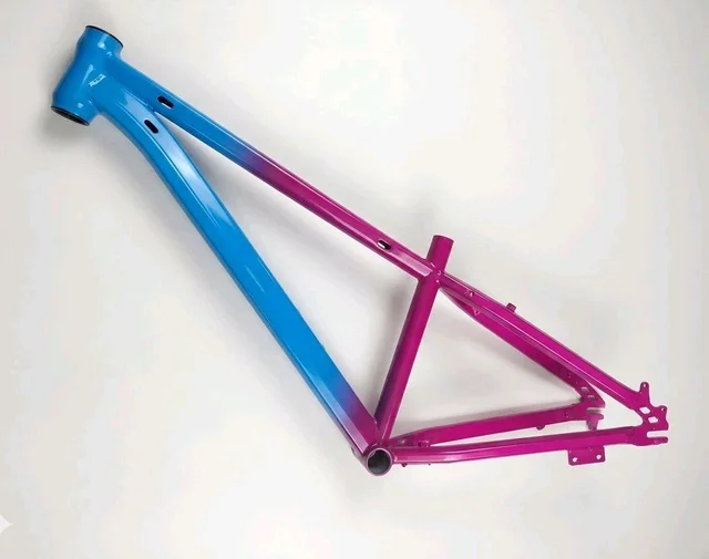 Custom Build MTB stunt cycle Pink and blue Dirt Frame (14inch) down alloy-steel material light weight.