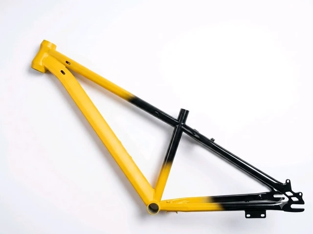 Custom Build MTB stunt cycle  yellow and black Dirt Frame (14inch) down alloy-steel material light weight.
