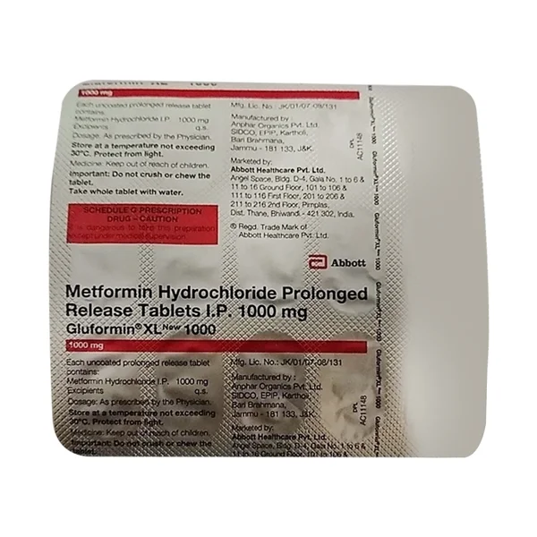 Gluformin XL 1000 Tablet - Prescription Required