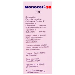 Monocef-SB 1g Injection - Prescription Required