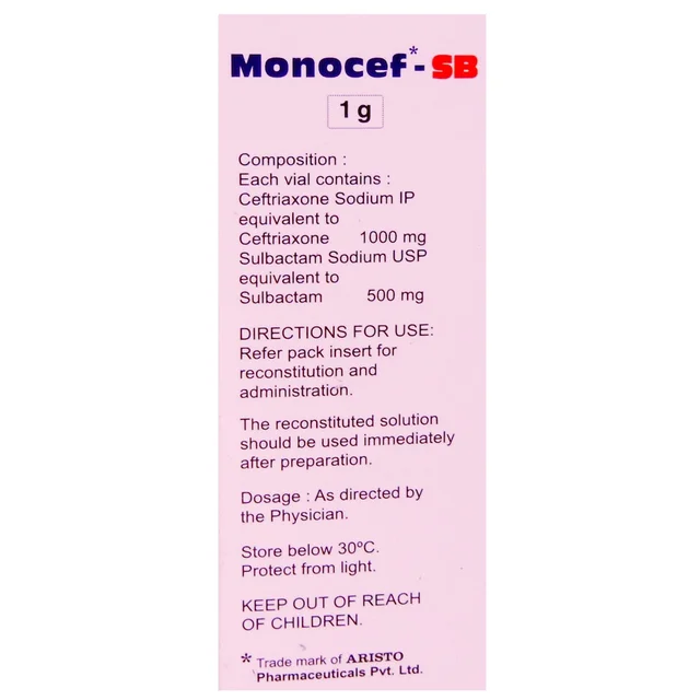 Monocef-SB 1g Injection - Prescription Required