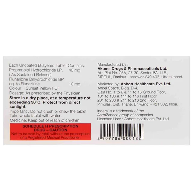 Inderal F 10 Tablet - Prescription Required