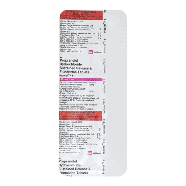 Inderal F 5 Tablet - Prescription Required