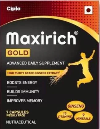 Maxirich Gold Daily Supplement with Ginseng Extract Multivitamin for Energy, Immunity & Memory