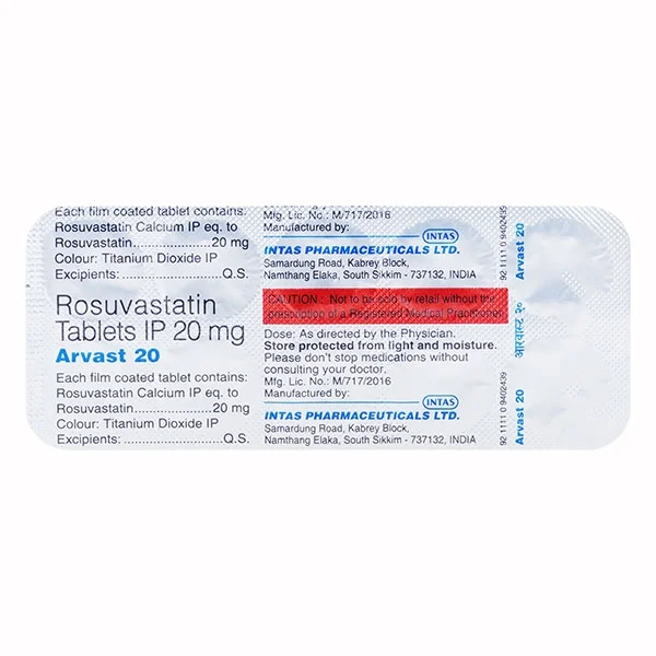 Arvast 20 Tablet - Prescription Required