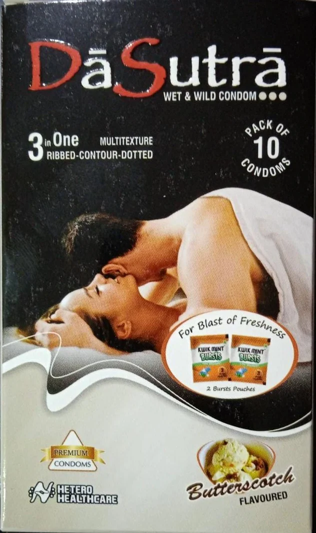 Da Sutra Wet & Wild Condom Butterscotch Flavour (Pack Of 10 Box)