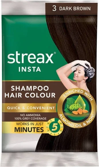 Streax Shampoo Hair Colour Dark Brown