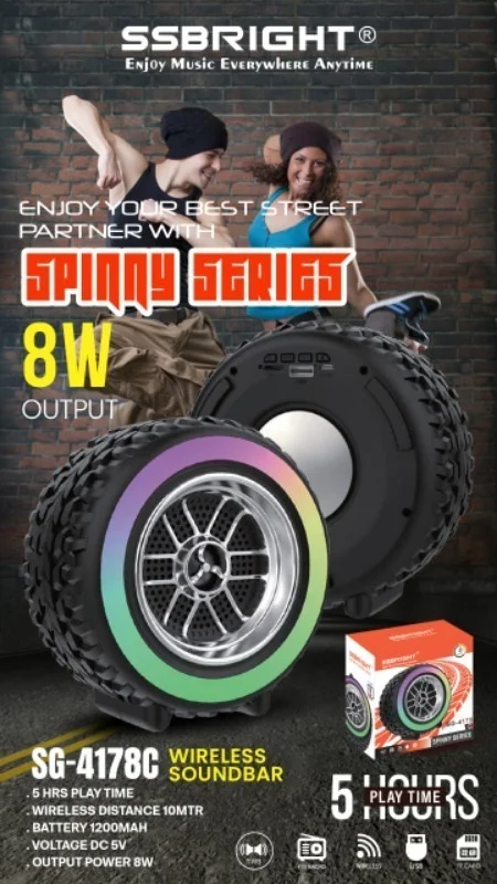 SS Bright Tyre Shape Wireless Speaker SS Bright 8W - Black